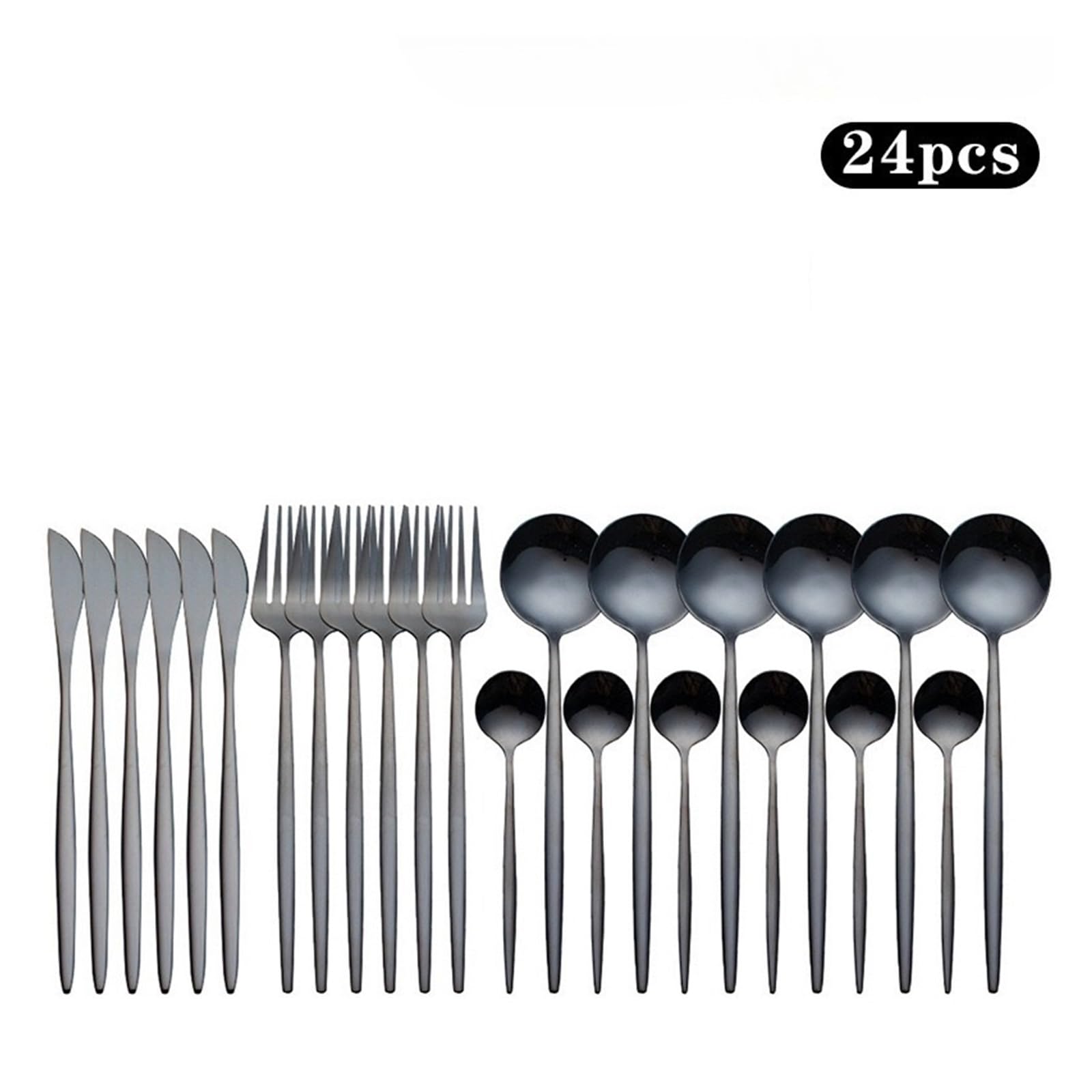 Juego de cubiertos plata 24 Uds., vajilla acero inoxidable, for el hogar, tenedores y cucharas, servicio necesidades diarias for 6(White Silver 24pcs)