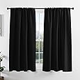 RYB HOME Blackout Curtains 95 inches Long 2 Panels Set, Farmhouse Thermal Insulated Window Curtains for Living Room Bay Window Bedroom Studio Backdrop Room Divider, Grey, W 52 x L 95