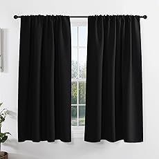 RYB HOME Blackout Curtains 95 inches Long 2 Panels Set, Farmhouse Thermal Insulated Window Curtains for Living Room Bay Window Bedroom Studio Backdrop Room Divider, Grey, W 52 x L 95