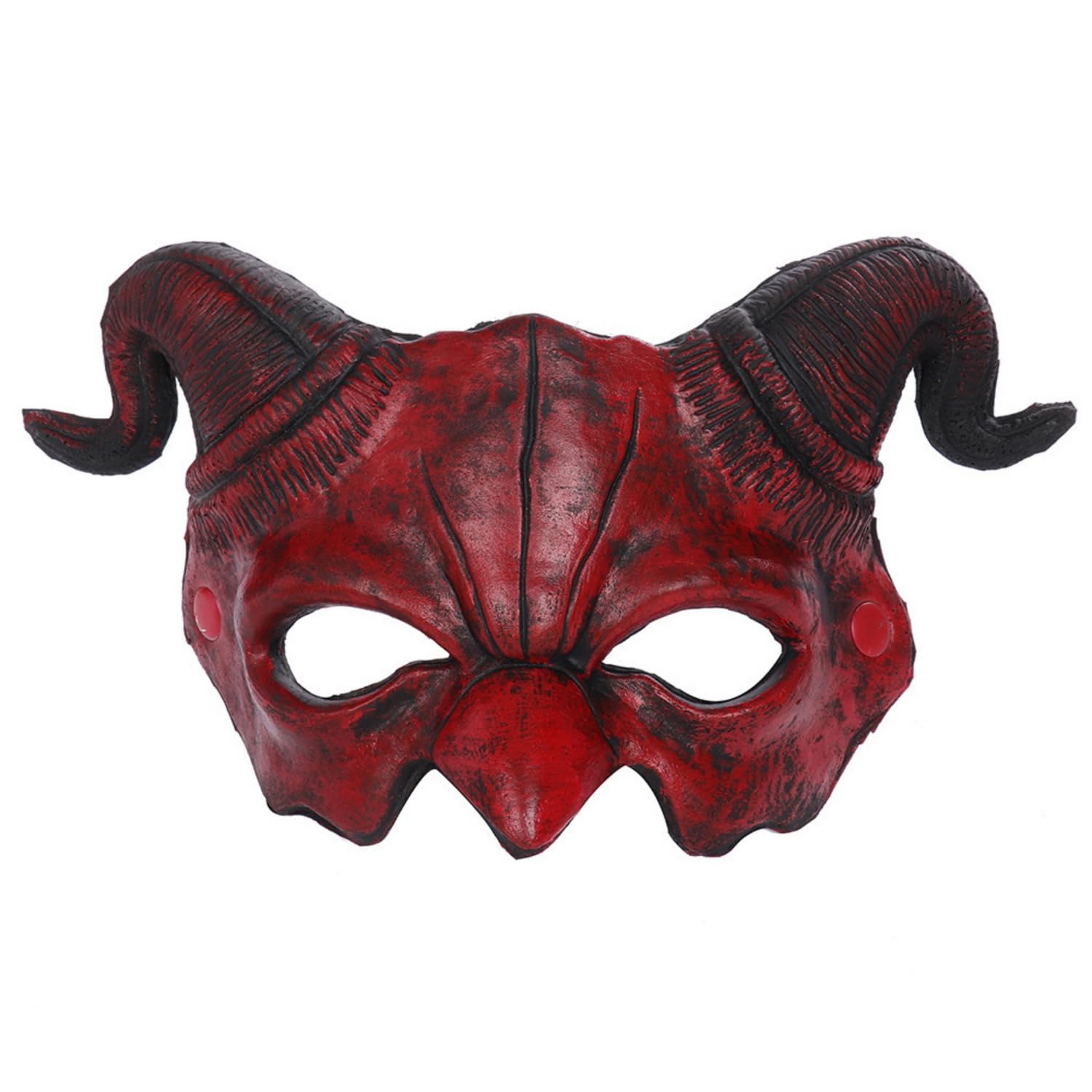 Dzrige Devil Horn Mask Demon Horn Mask Horror Half Face Mask Scary Horns Ghost Mask Cover for Halloween Party Masquerade Cosplay Costume Props (Red)