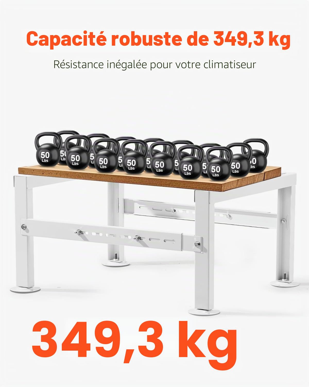 VEVOR Support au Sol pour Climatiseurs Split 9000-60000 BTU Réglable, Charge Maximale 350 kg, Conception Universelle, Réduction du Bruit et Vibration, Support de Base Robuste pour Climatiseur Split