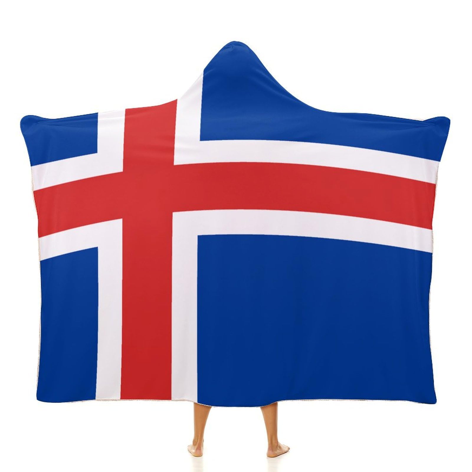 Couverture polaire super douce avec capuche motif Islande pour adulte et enfant