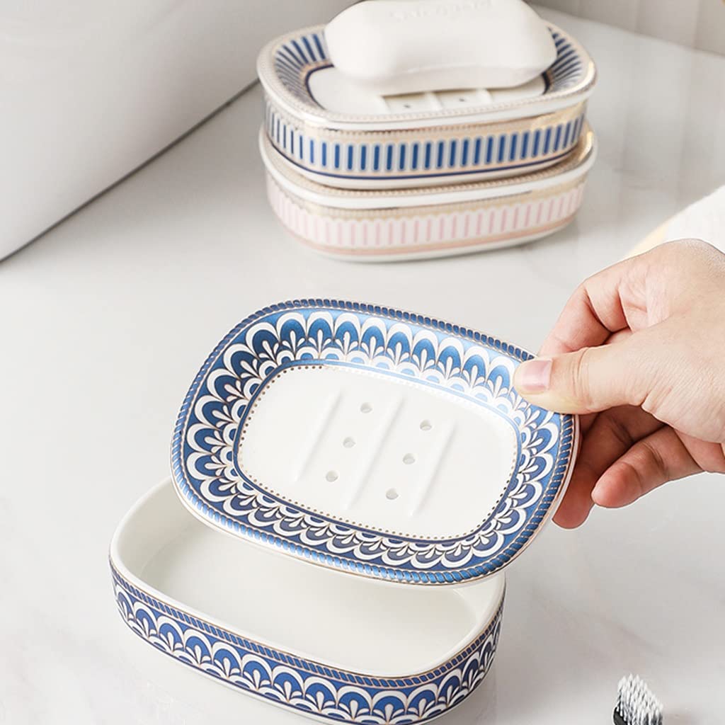 UNNS Ociekanie mydelniczki w stylu nordyckim ceramiczne mydelniczka odpływ mydelniczka wewnętrzna umywalka łazienka kuchnia dwuwarstwowa mydelniczka prosty mydelniczka (kolor: E)