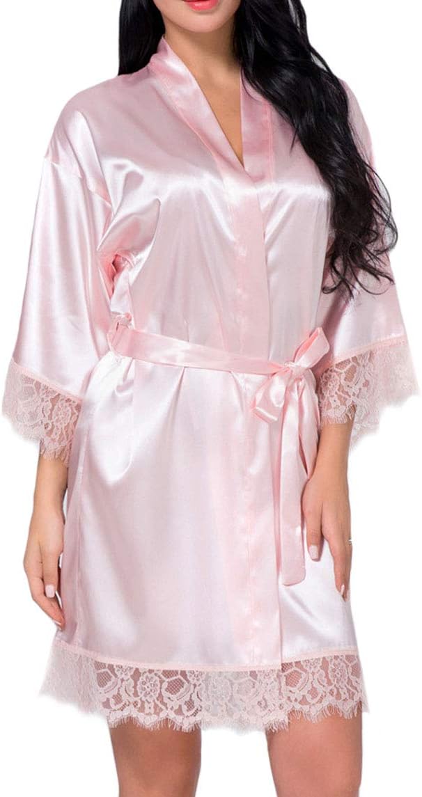 satin and lace dressing gown