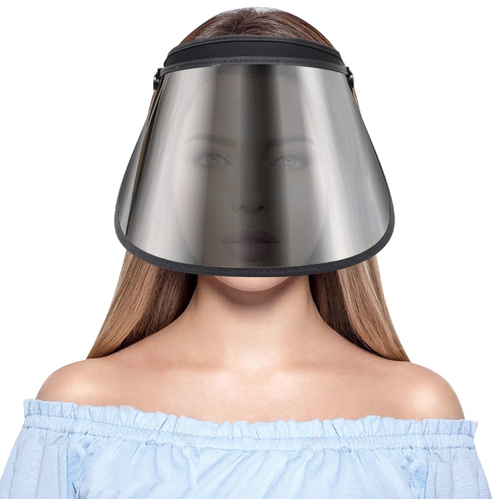 Photo 1 of ***USED***Face Protection Shield Sun Visor Hat Cap UV Protection - Premium Clear Colorful Adjustable Solar Headband (Black)