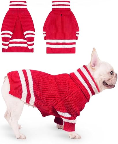 Suéter grande para perro, suéteres a rayas para perro, suéter de invierno para perros grandes, para niños y niñas, ropa cálida de disfraz de Navidad