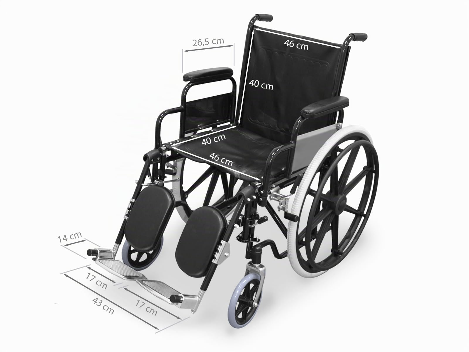 Rollstuhl klappbar leichtgewicht – Selbstfahrender Rollstuhl mit Fußstützen bis 90° verstellbar, stabiler Stahlrahmen, leicht faltbar, Handbremsen, 15 kg – WELLCORE