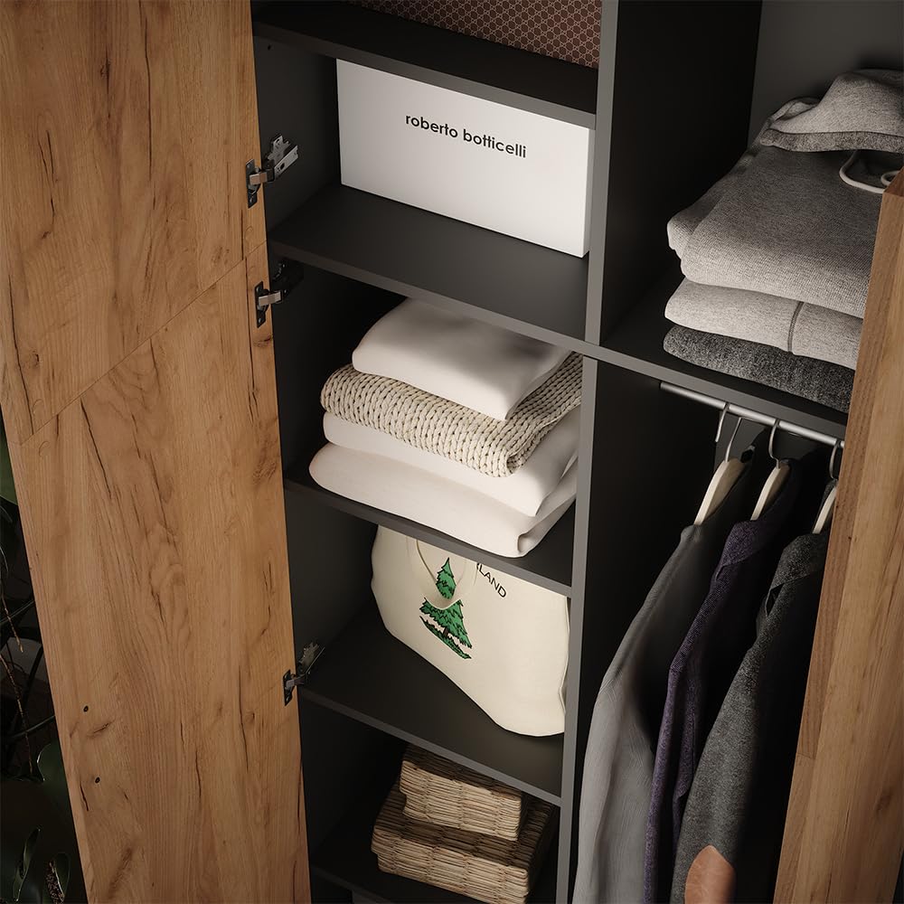 Vicco Armoire Universelle Ingo, Anthracite/chêne doré, 80x183.8cm, pour Le Rangement des dossiers et classeurs au Quotidien au Bureau