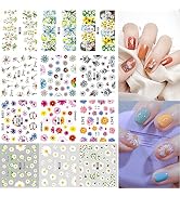 Colorful Flowers Nail Stickers Nail Art Decals for Nail Art Decoration Watermark Flower Animals D...