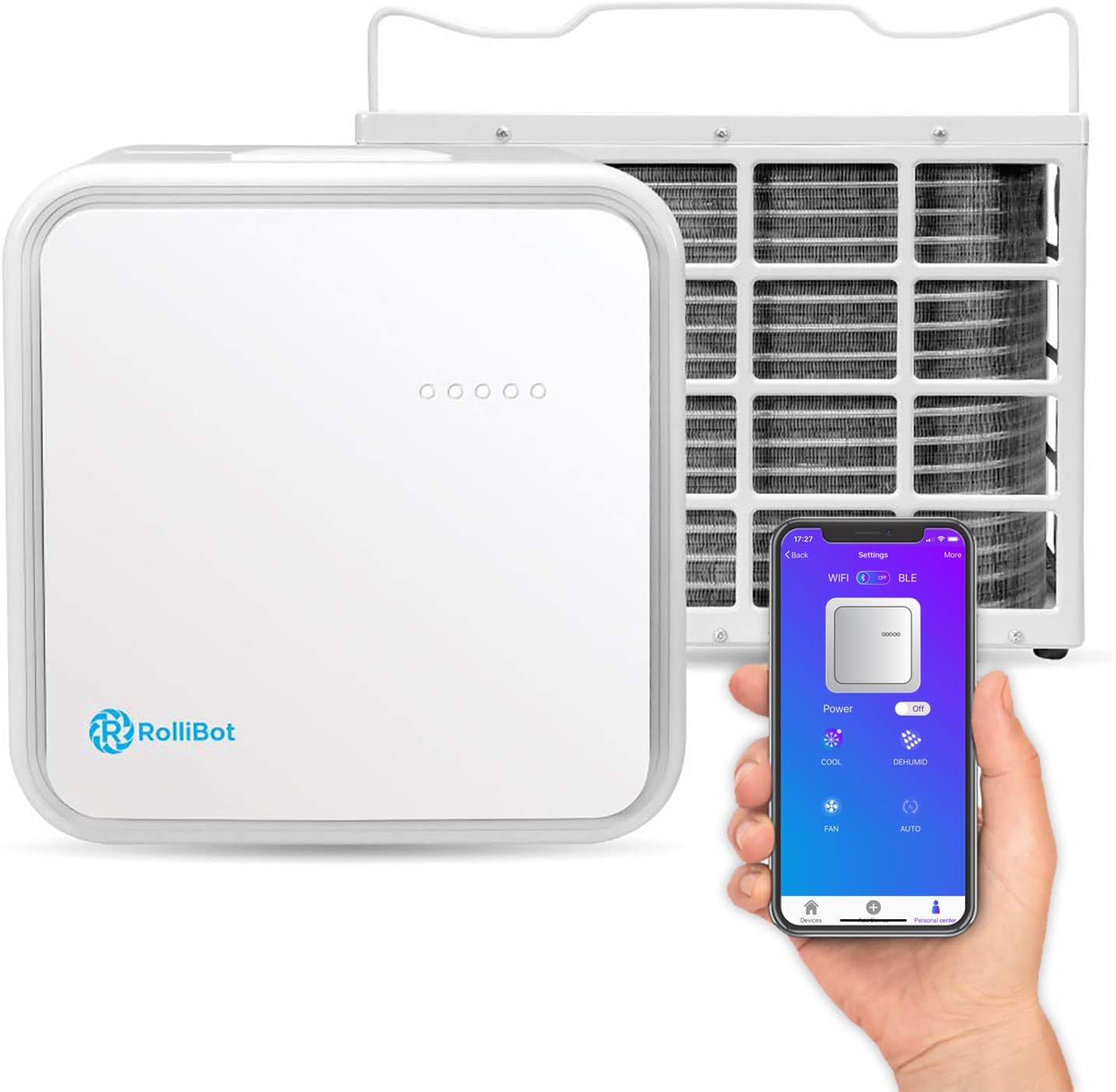 RolliBot RolliCool 10,000 BTU Mini Split Quiet Ductless Air Conditioner with Dehumidifier, Cooling, Fan, Smart App & Remote Control for Rooms up to 450 sq ft