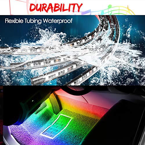 OFFROADTOWN Car LED Strip Lights, 4pcs 60 LED Interior Lights, Neon Strip Light Kit Multicolor Music Car Strip Light Under Dash Lighting Kit with Sound Active Function & App Remote Control