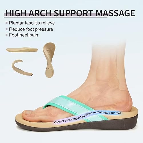 Vista 62 de Sandalias ortopédicas para mujeres, sandalias de fascitis plantar para pies planos con soporte de arco estilo pata de gallo, sandalias para caminar