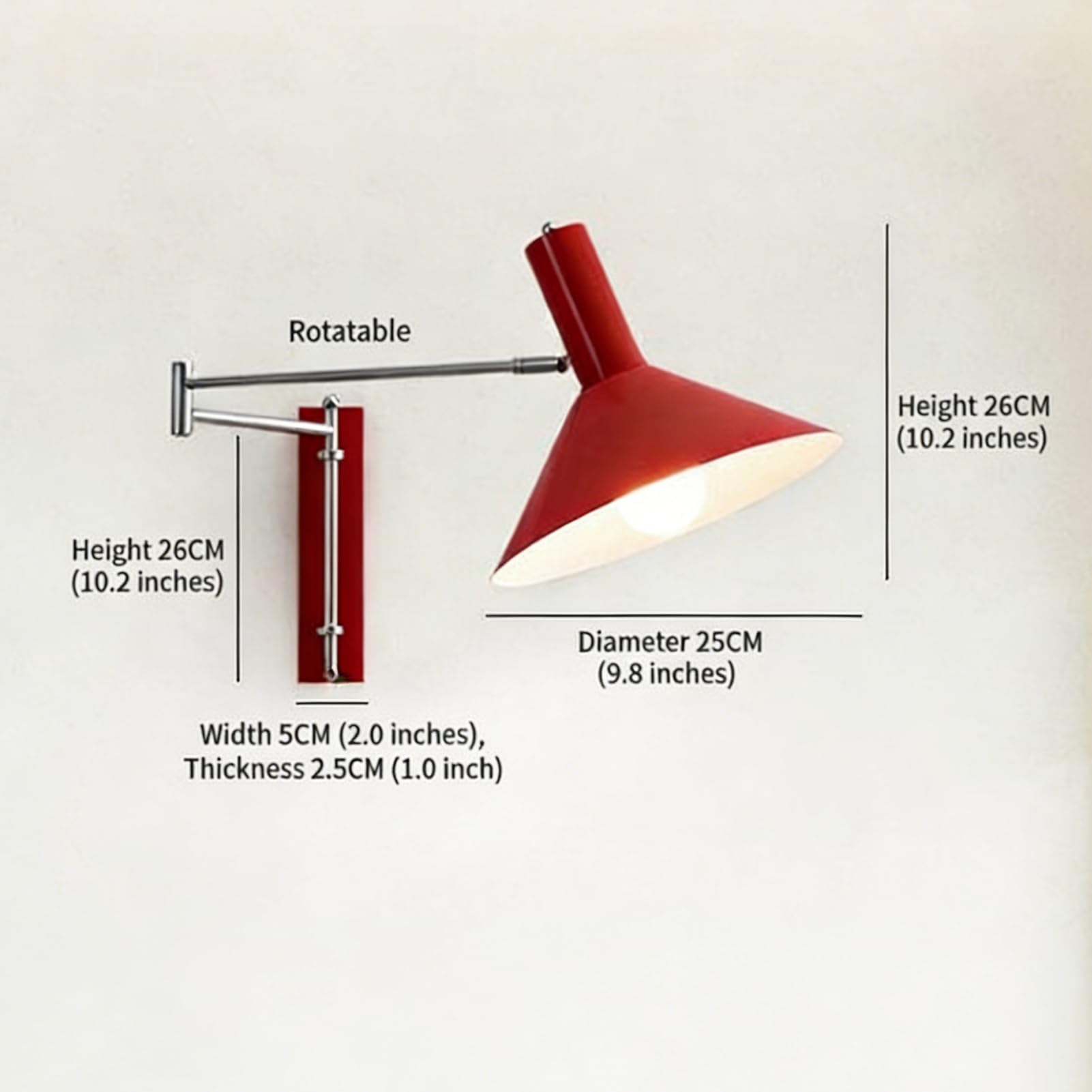 E27 Retro Wandleuchte Verstellbarer Schwenkarm Wandlampe mit Schalter und Kabel Vintage Industrie Innenbeleuchtung Langer Arm Wand Leselampe mit Einstellbarer für Schlafzimmer Büro,Schwarz