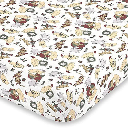 Disney Winnie The Pooh - Classic Pooh Tan And Green, Eeyore, Tigger And Piglet Super Soft Holiday Fitted Crib Sheet #TOP16