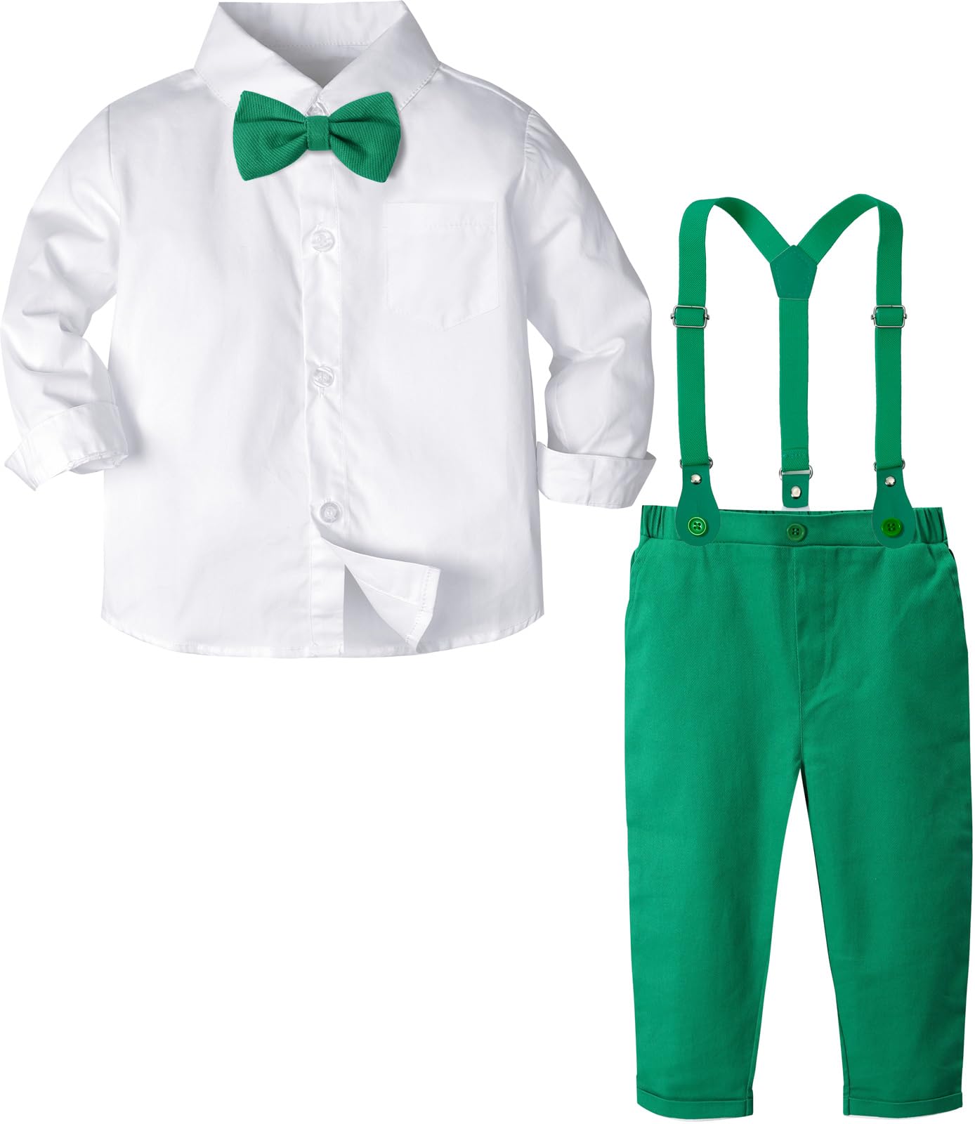 A&amp;J DESIGN Toddler Boy Suit Baby Dress Outfit, Suspender &amp; Bow Tie 12M - 6Y
