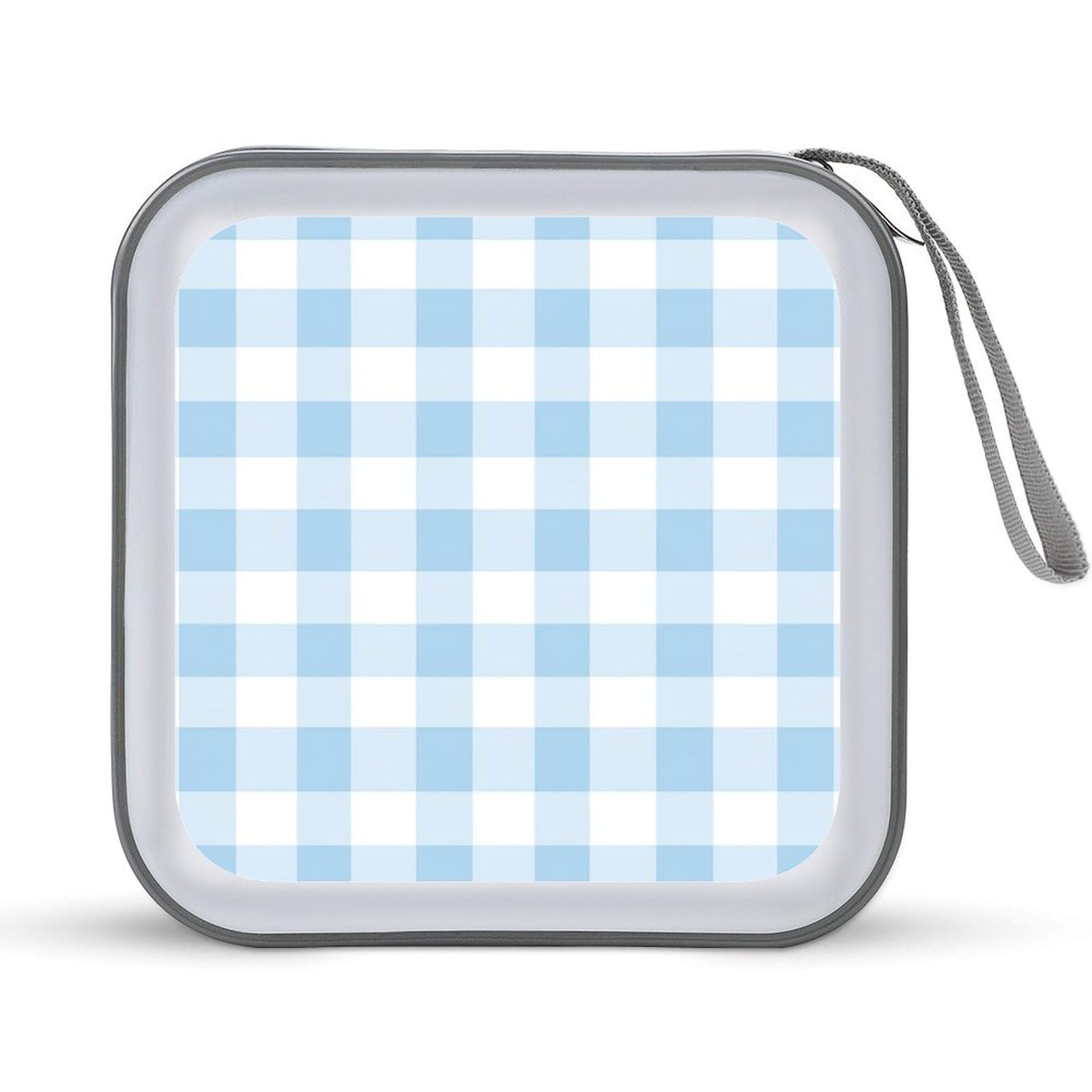 Blue And White Checked Pattern CD Case DVD Storage Case Portable