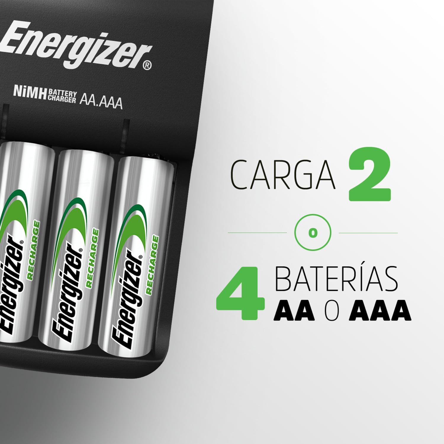 Energizer Cargador Pro - 4 Pilas AA 2000 mAh Incluidas - Compatible con Pila Recargable AAA y AA - Carga rápida en 4 Horas - Apagado automático para la protección contra sobrecarga