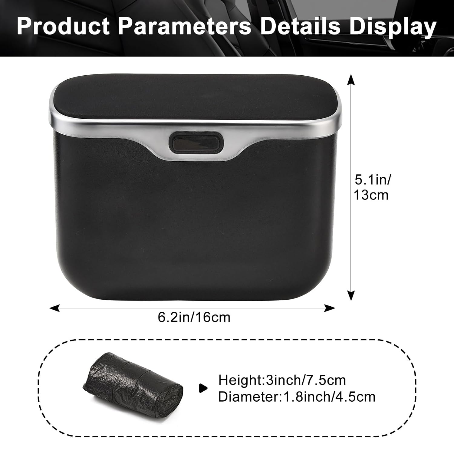 Blueshyhall Car Trash Can with Lid, Hanging Back Seat Leakproof Garbage Bin for Auto Sedan SUV