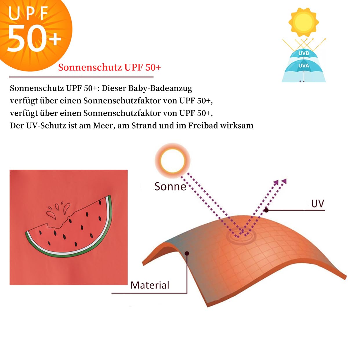 Costume da bagno monopezzo, protezione UV 50+, protezione solare