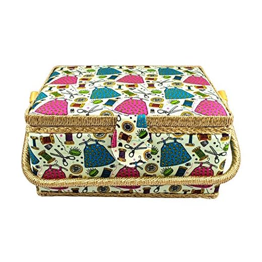 Large Fabric Covered Sewing Basket with Insert Organizer from Tidy Crafts