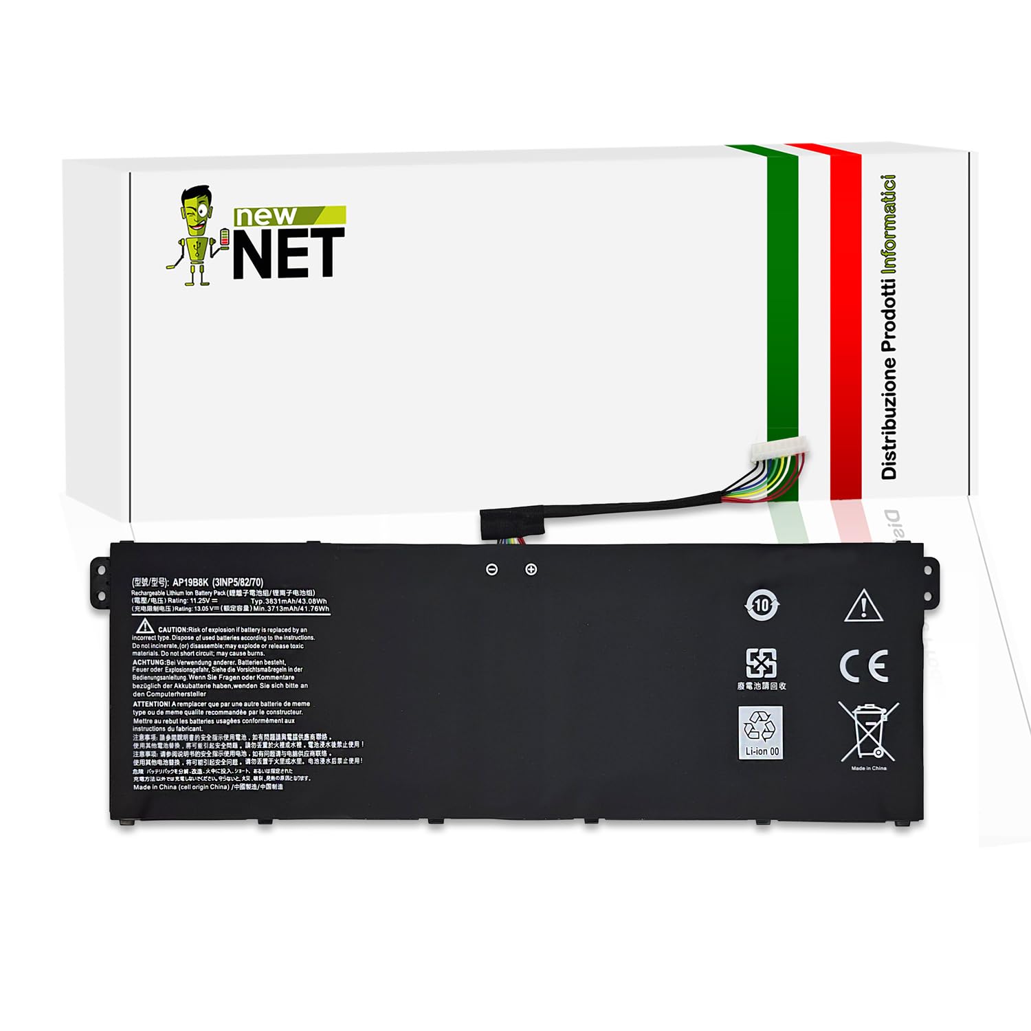 new net - Batteria AP19B8K [11.25V - 3831mAh] Compatibile con Acer Aspire 3 A315-59G-74TN, A315-N19C1, A317-33, A317-33-C151, A317-33-C1BA, A317-33-C2F6, A317-33-C2NY, A317-33-C481