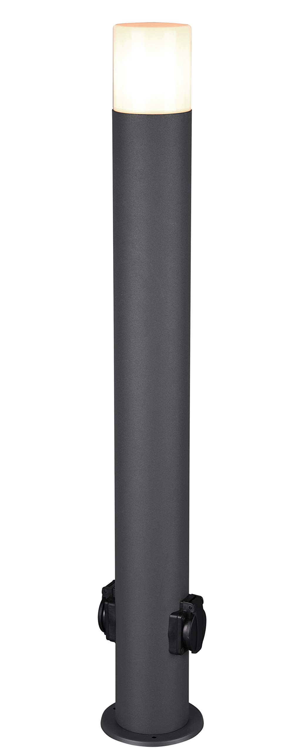 Trio Leuchten Hoosic 424067142 - Palo esterno in alluminio pressofuso antracite, plastica bianca, 1 x E27, due prese