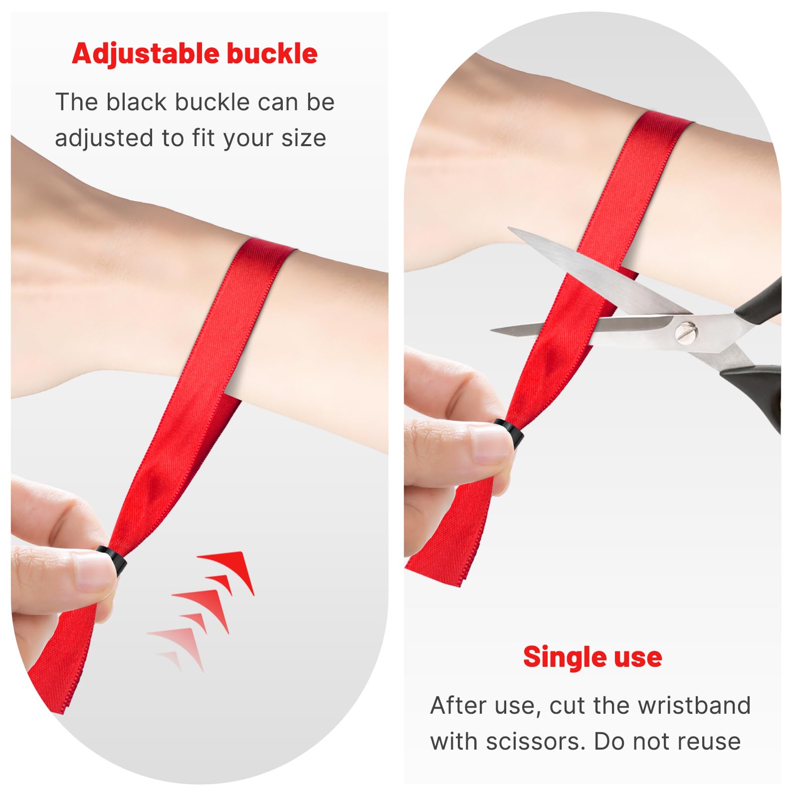 150 Pack Red Cloth Event Bracelets, Party Bracelets pour les événements jetables, Cloth Event Bracelet pour la musique de fête, Festival, Carnaval de mariage, Live Show
