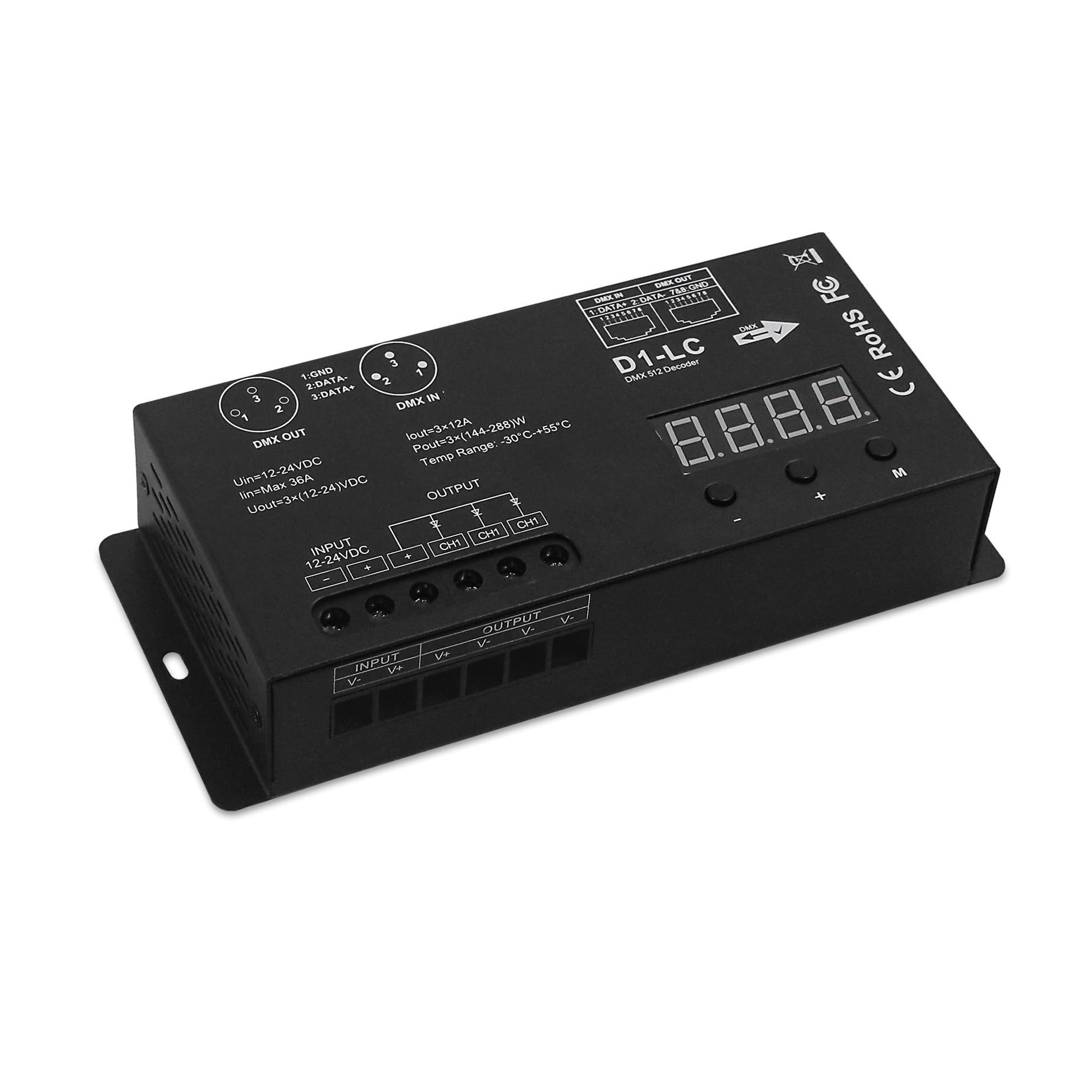 Hochleistungs-1-Kanal-DMX512-Decoder, monochromes Lichtstreifen-Display, DMX512-Controller, Bühnenlichttechnik, LED-Dimmer