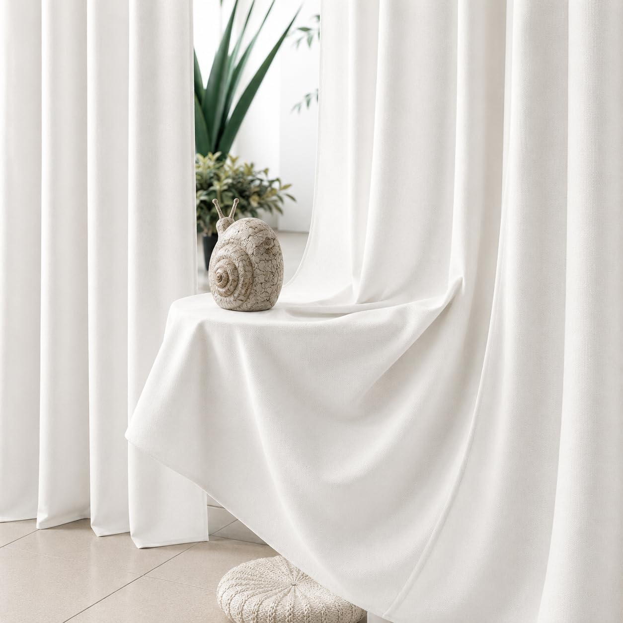 THE LINEN COMPANY Canvas Cotton Long Door Curtains with Steel Eyelet for Living Room/Dining Hall/Hotel/Farm House 1 Pcs Set (4.5ft x 8 ft, White)