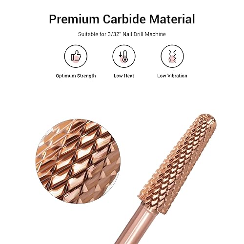 Miniatura 10 de MelodySusie Brocas de uñas en forma de cono, brocas de tungsteno de carburo de 332 pulgadas, adecuadas para manicura, pedicura, cutícula, pulido en