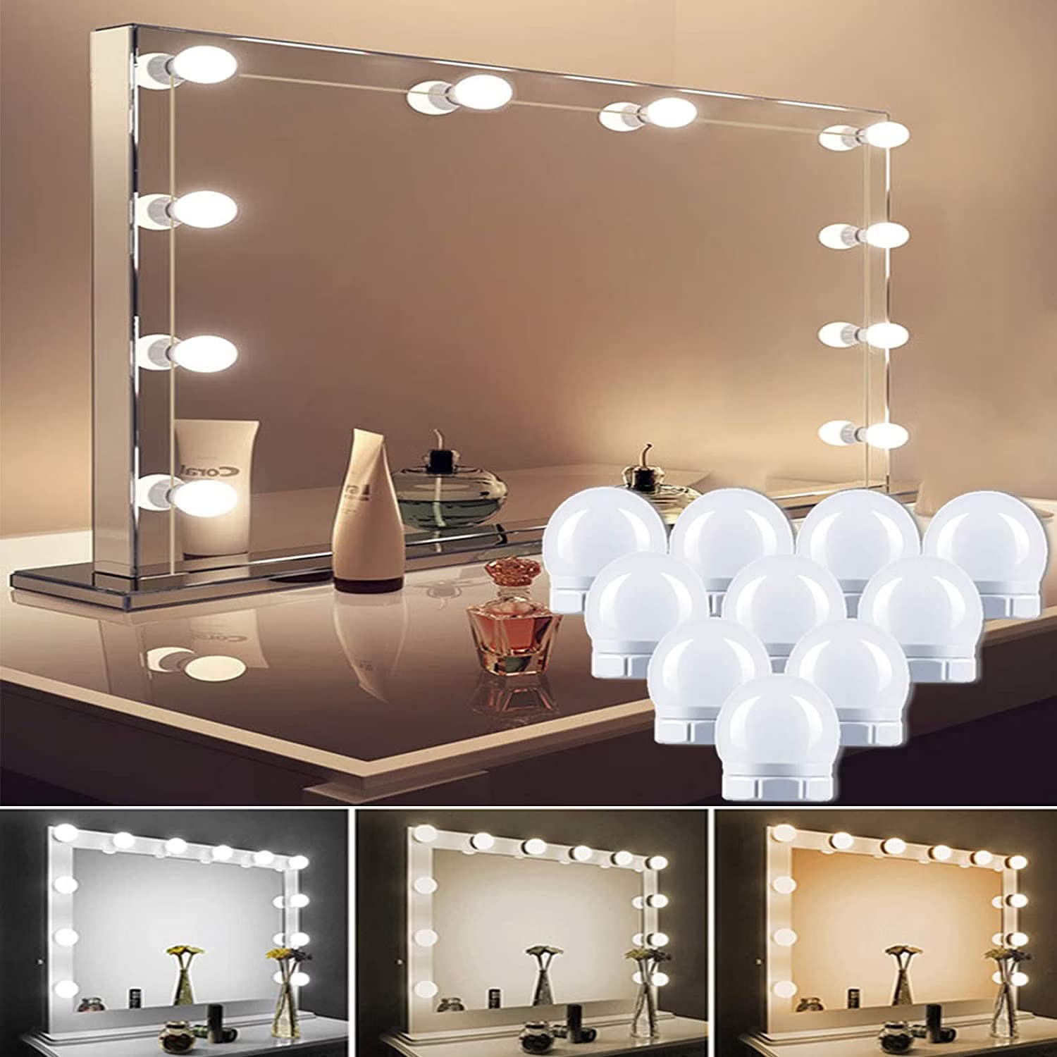 Glowserie Led Makeup Mirror Lamp Bulbs Decoration for Bedroom USB Wall Lamp DIY Dimmable Touch Control Hollywood Vanity Mirror Light 1