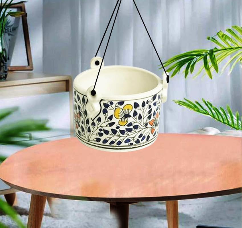 Lasaki Jeff Hanging Painting Ceramic Pots for Indoor Plants,Hanging pots,Outdoor, Balcony, Home, Garden, Office Decor, Succulent(H - 11 X D - 14.5 cm)(Plants not Included)(no Rope Will Come) (B0CZJSM1V8) Amazon Price History, Amazon Price Tracker
