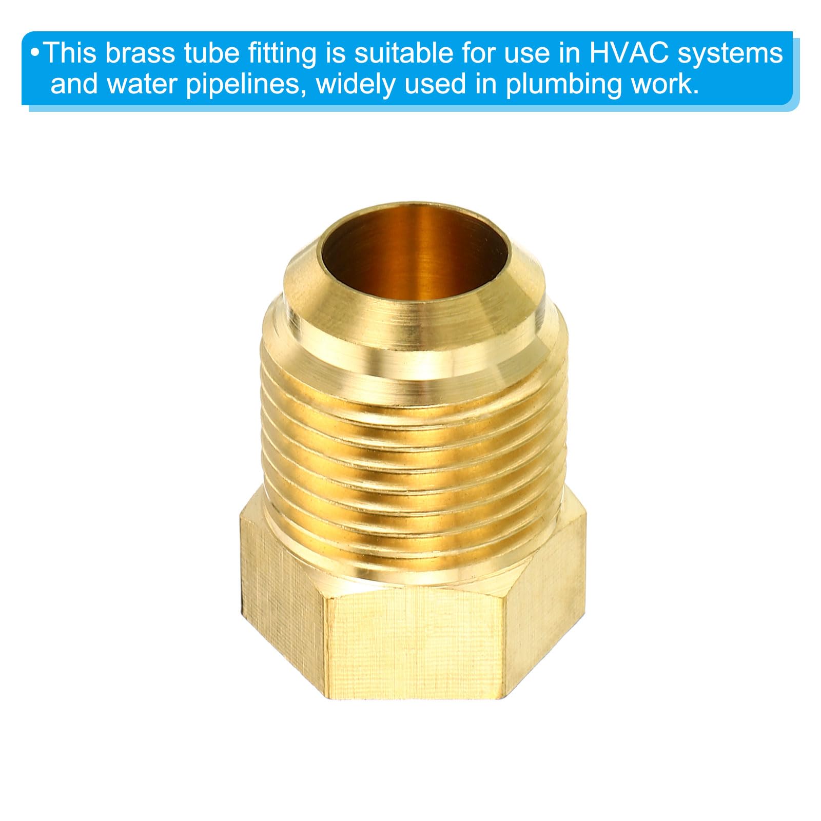 PATIKIL Male 5/8" Brass Seal Plug, 2 Pack SAE Flare Tube Fitting 45 Degree Hex Pipe Fittings for Air Conditioner Refrigeration - Image 4