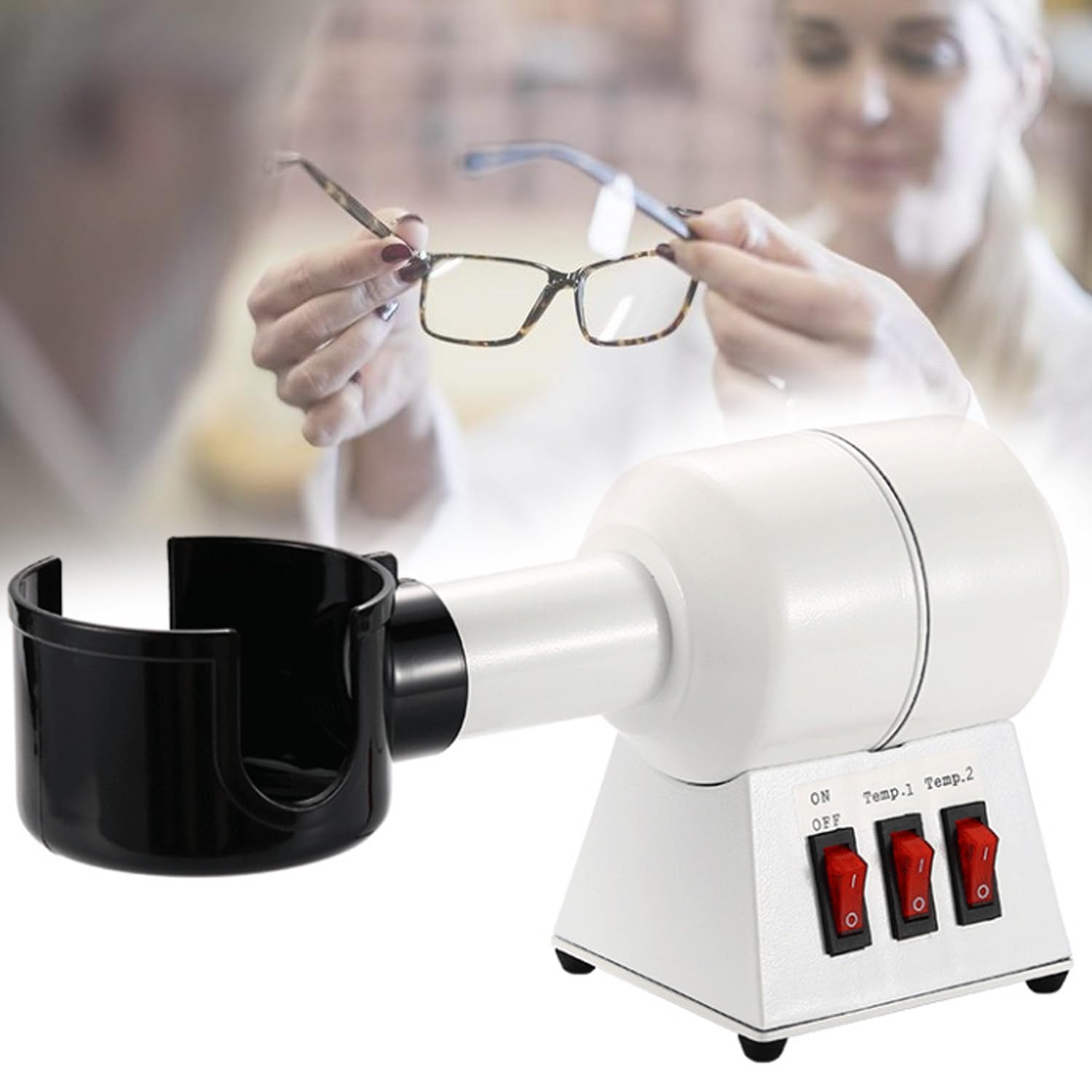 Calentador de monturas de Gafas, Calentador de monturas de Lentes de Gafas ópticas, Temperatura Ajustable, Calentador de monturas Calentador de Gafas de Aire Caliente, para Tienda óptica