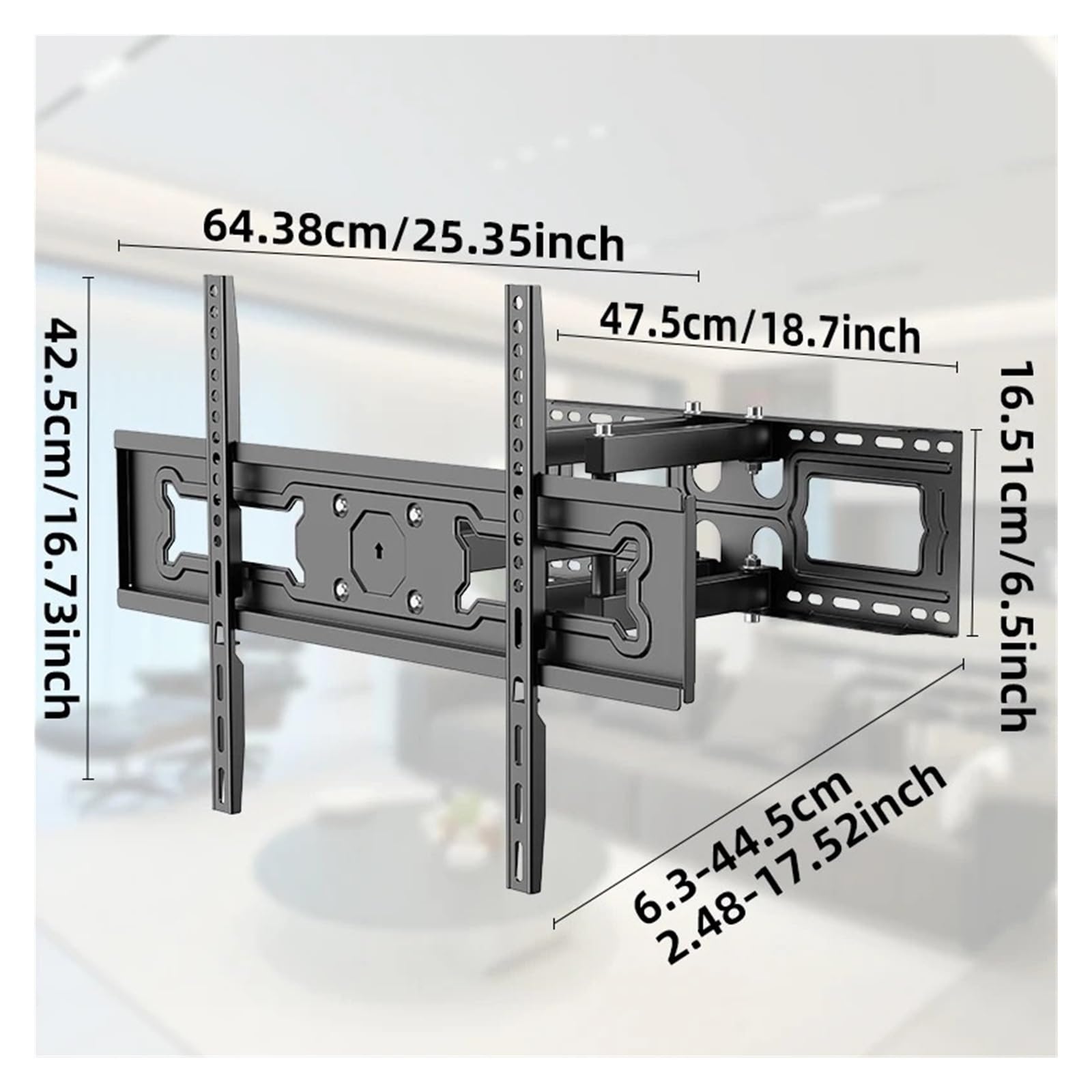 Staffa da parete for TV Full Motion da 32-70 pollici, 35 kg | Braccio estensibile girevole, VESA 600x400mm, montaggio a parete domestica