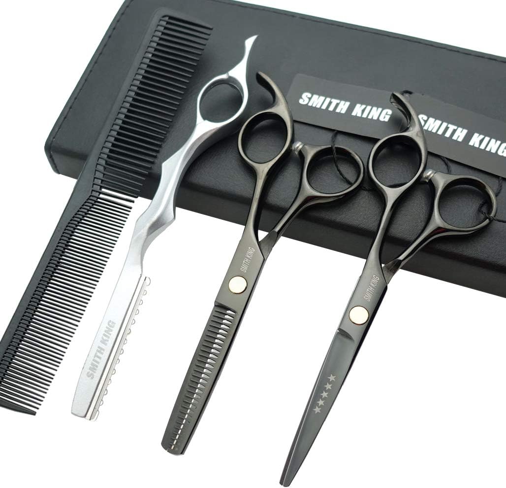 6.0 Inches Professional hair cutting thinning scissors set with razor (Gray)