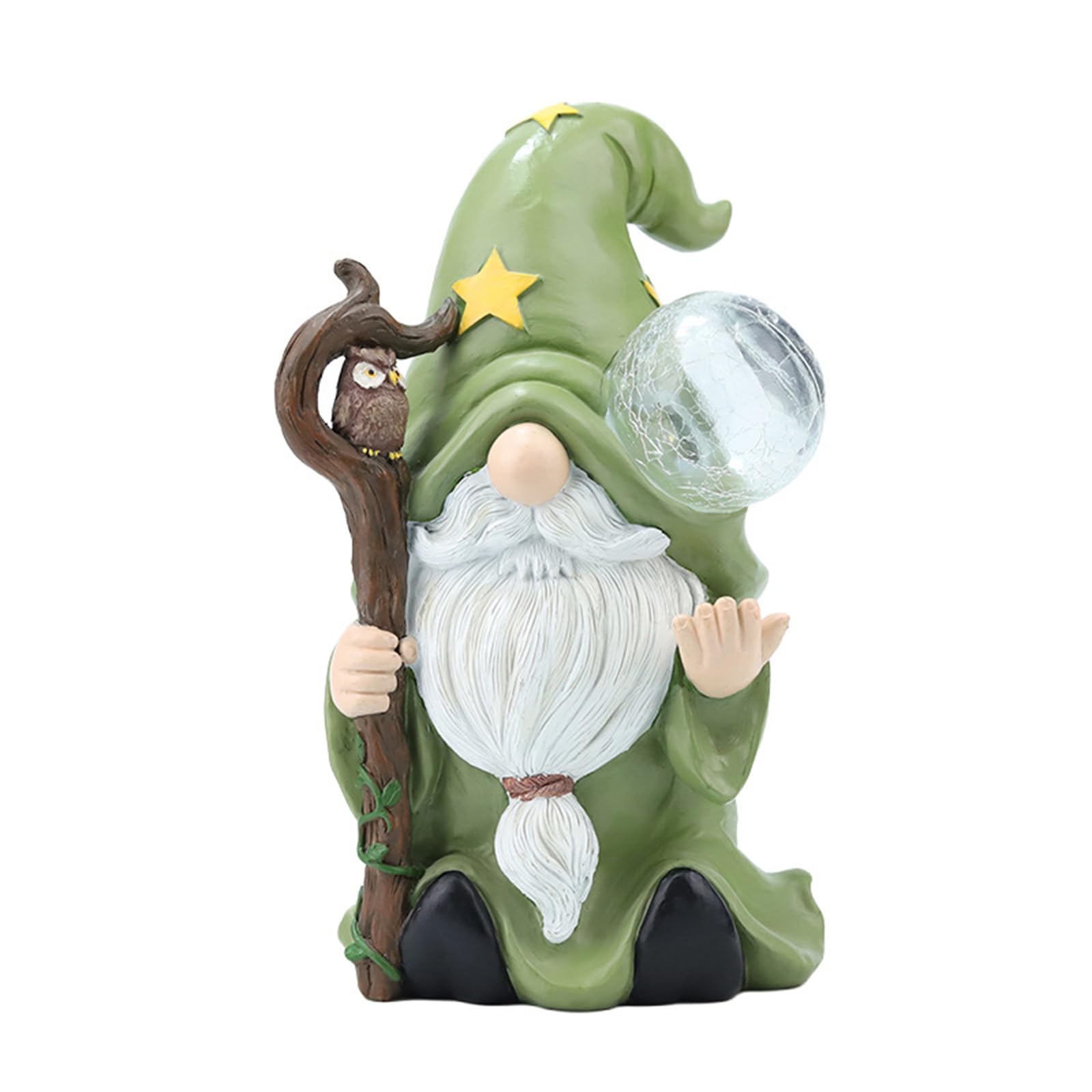 Solar Cute Gnome Figurine IP44 Waterproof Resin Garden Gnome with Solar Lights Gnomes Figurine Ornament for Patio Balcony Lawn Yard Ornament