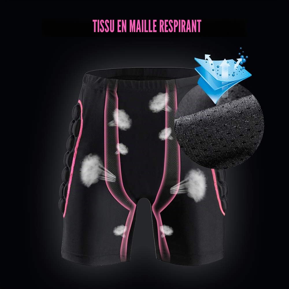 Lixada Protection de hanche pour femme shorts rembourrés avec blindage protection de hanche shorts pad pour snowboard patinage ski équitation, rose, S