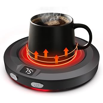 Cup Warmer up to 75   C 3 Temperature Levels Electric Coffee Warmer Coffee Cup Warmer with Automatic Shut-Off 2-12 Hours Cup Warmer for Coffee Milk Tea Water Black