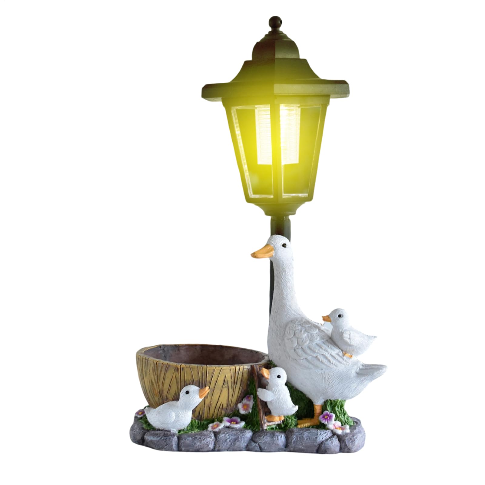Figurine de canard étanche et résistante aux UV avec lampe solaire intégrée