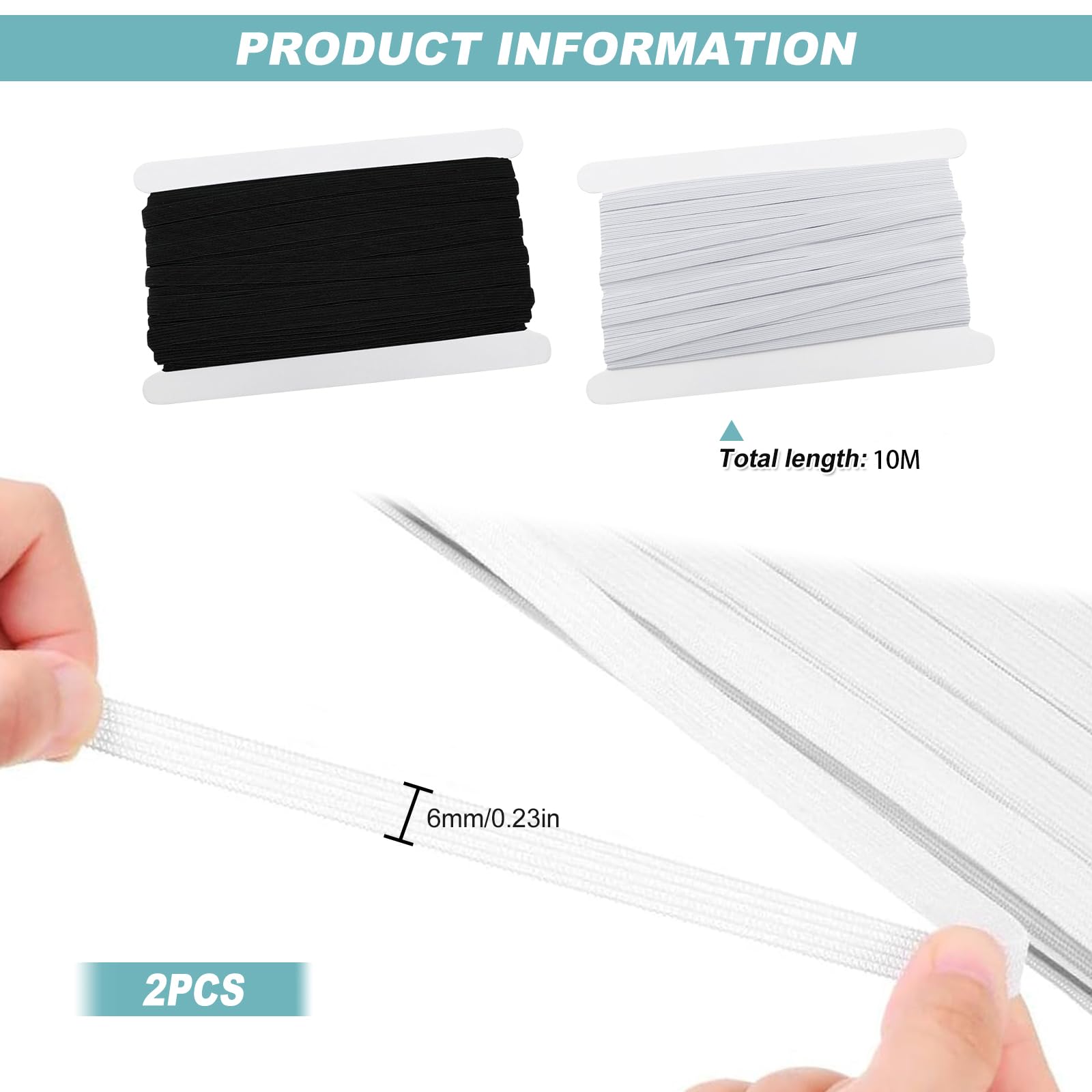 OLYCRAFT - Banda elástica de goma de 30 yardas, color blanco, banda de goma sintética de PVC, banda elástica de 10 mm de ancho, accesorio de natación para costura, trajes de baño