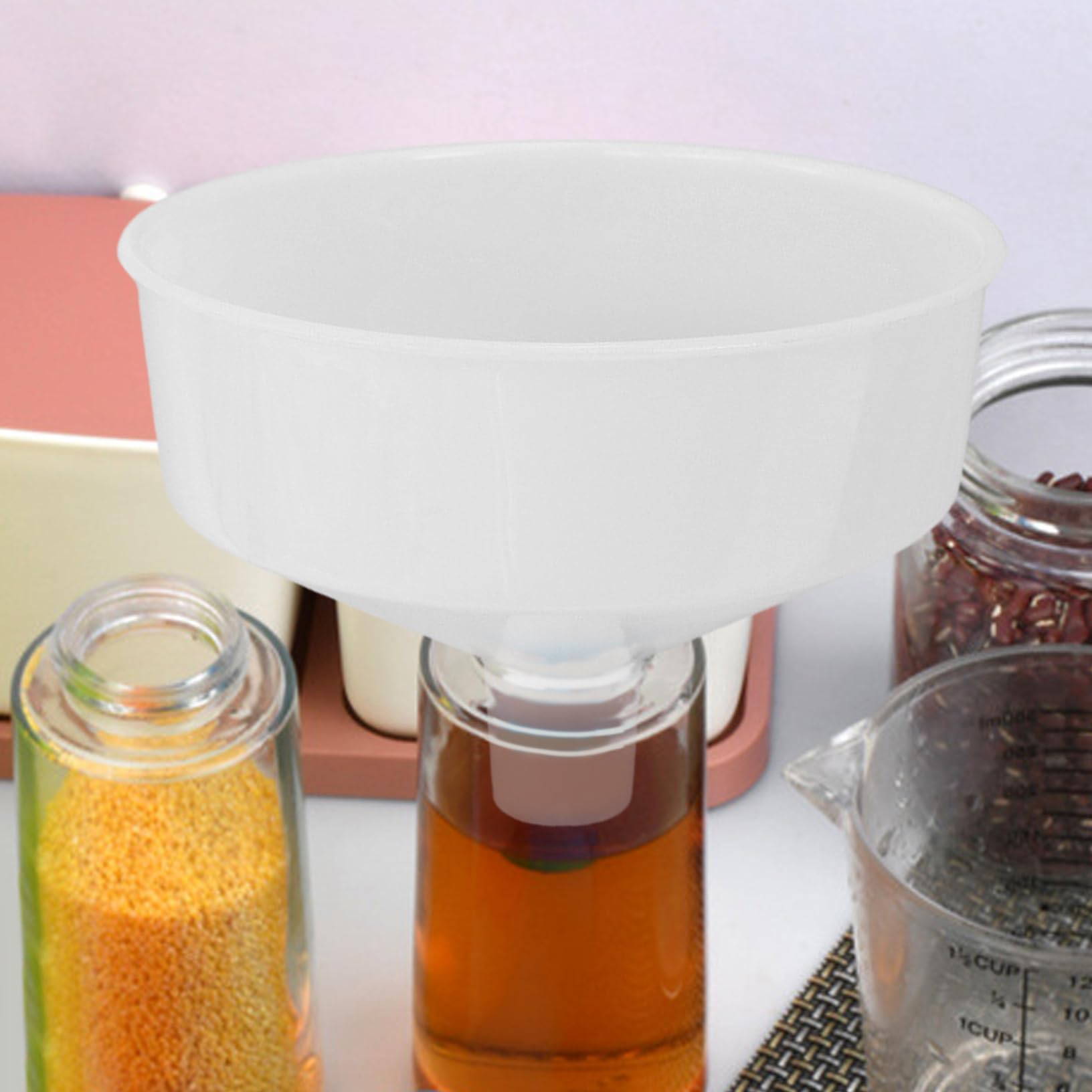 Embudo de plástico de 1, 5 l, embudo de grado alimenticio para cocina, embudos de llenado de botellas antiderrames para aceite, jugo, cerveza y bebidas.