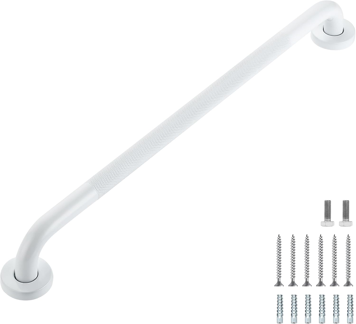 Grab Bars for Shower, 2 Pack 24-Inch Anti Slip Shower Handles for Elderly, Safety Shower Grab Bar, Stainless Steel Handicap Grab Bars for Bathroom (White 1" Diameter) 24 Inch White 2