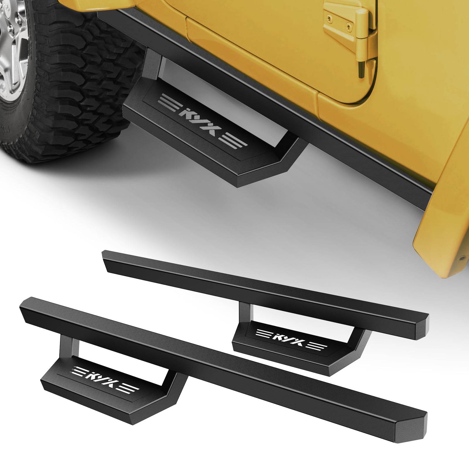 KYX Running Boards Compatible with Wrangler YJ/TJ 2 Door 1987-2006, 5 inches Car Door Side Step Rails Truck Boards Aluminum Alloy Side Steps Nerf Bars