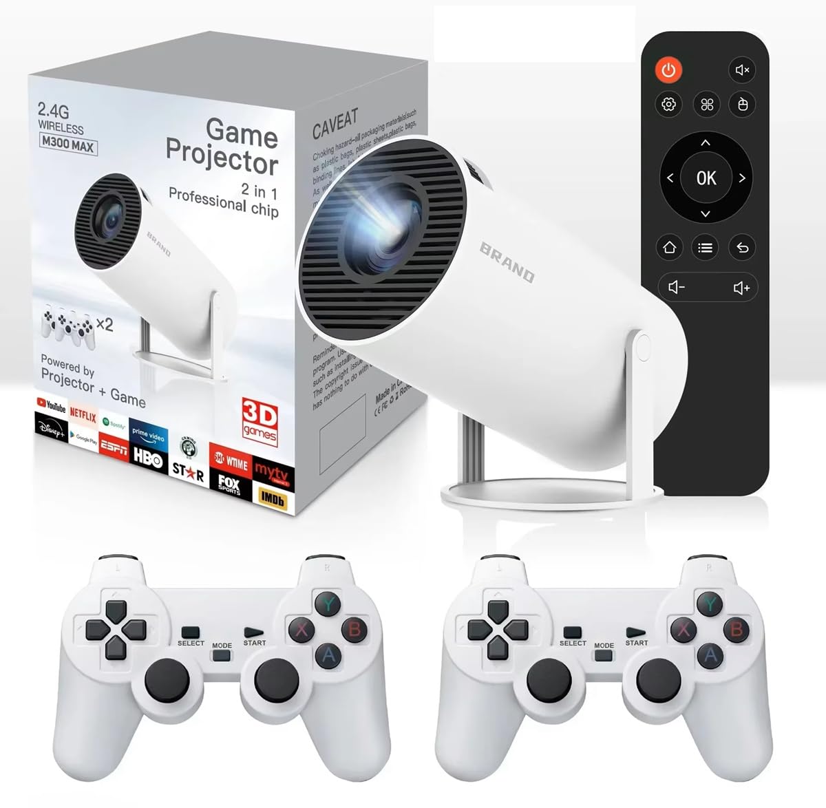 Retro Video Game Consoles Mini Portable Smart Projector Home Projector Android System 11 1080P 64GB Games for Gifts