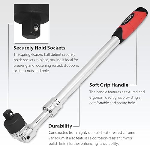 Miniatura 5 de FIRSTINFO - Llave de trinquete extensible de 12 pulgada de longitud de 17.2 a 22.7 pulgadas, con cabezal de trinquete flexible