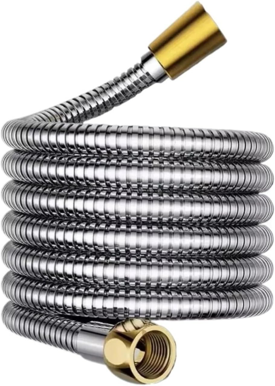 1.5/2/3 Meter Silver Stainless Steel Flexible Shower Hose - High Flow Rate Long Bathroom Pipe Fittings(3M)