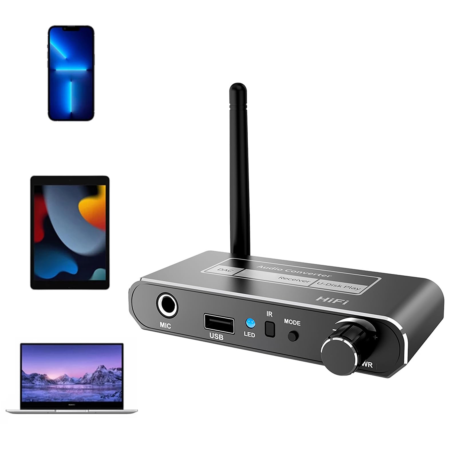 Adapter audio Bluetooth 5 2 AUX RCA koncentryczny USB