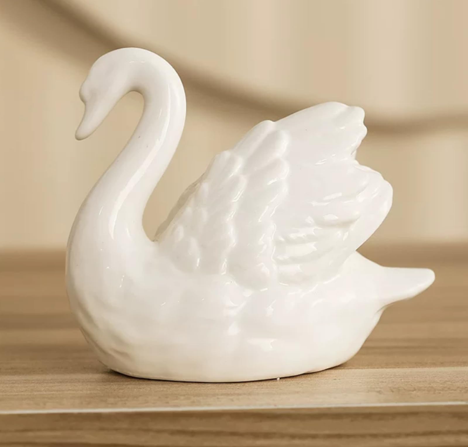 DECRZPB Handcrafted Ceramic White swan Sculpture Animal Ornament Hotel Home Decor Office Wedding Gift