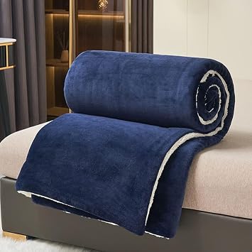 Mulberry Sherpa Polar Battaniye Çift Taraflı Çift Kişilik 220x240 cm Lacivert Polyester Mikrofiber